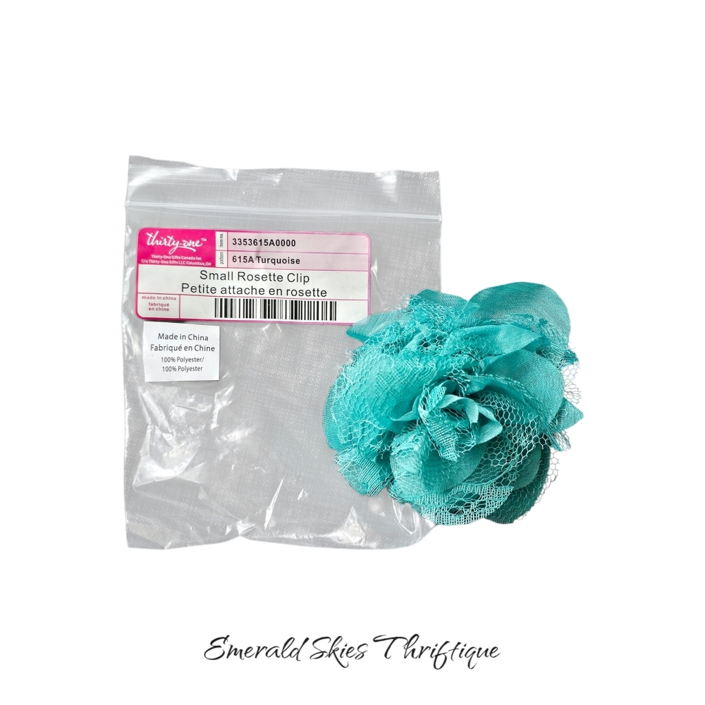 Thirty-One Gifts‎ Turquoise Rosette Clip Small Hair Purse New